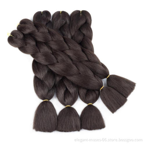 Wholesale 24 Inch Hot Water Setting Jumbo Yaki Hair Pre stretched Braiding Hair Twisted Ombre Crochet Jumbo Braid Synthetic Hair